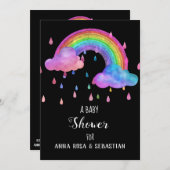 *~* Regen regenboogwolken Baby shower Uitnodiging (Voorkant / Achterkant)