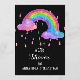 *~* Regen regenboogwolken Baby shower Uitnodiging
