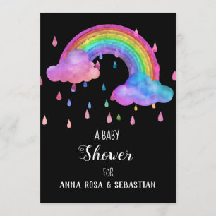 *~* Regen regenboogwolken Baby shower Uitnodiging