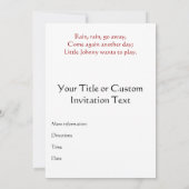 Regen, regenen, weggaan, weer een dag komen kaart (Achterkant)