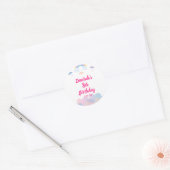 Regen Seizoen - Pastel Paraplu en Wolken Ronde Sticker (Envelop)