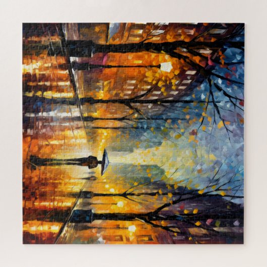 Regen stad Impressionisme Legpuzzel (Horizontaal)