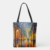 Regen stad Impressionisme Tote Bag (Achterkant)