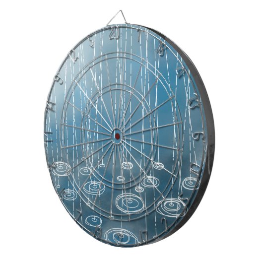 Regen Storm blauw Dartbord (Voorkant Rechts)