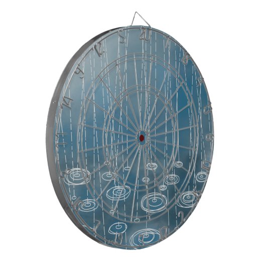 Regen Storm blauw Dartbord (Voorkant Links)