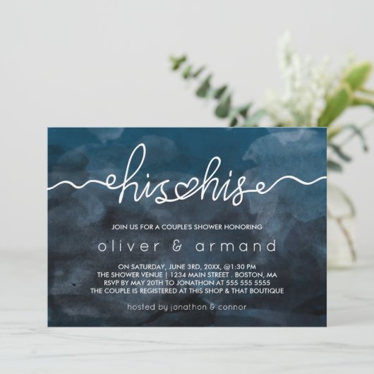 Regen Storm Waterverf Zijn & Zijn Koppel Bruiloft Kaart (Staand voorkant)