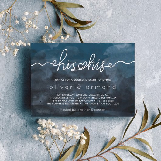 Regen Storm Waterverf Zijn & Zijn Koppel Bruiloft Kaart