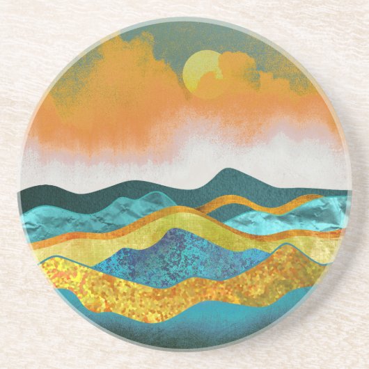 Regen Storm Zandsteen Onderzetter (Voorkant)