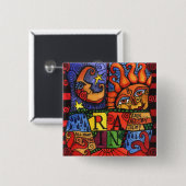 Regen - Sun en Moon Design op Square Button (Voorkant /achterkant)
