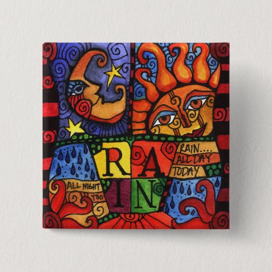 Regen - Sun en Moon Design op Square Button (Voorkant)