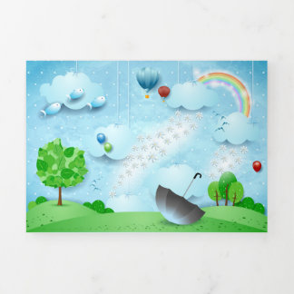 Regen van bloemen drieluik kaart