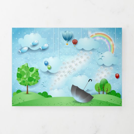 Regen van bloemen drieluik kaart (Cover)