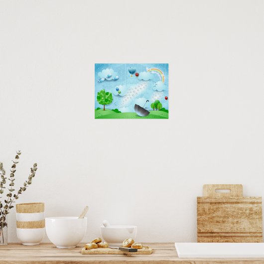 Regen van bloemen poster (Keuken)