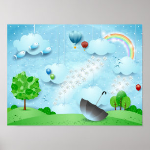 Regen van bloemen poster