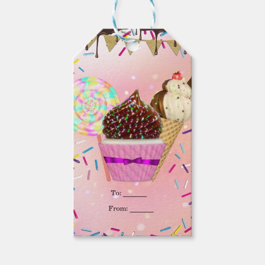 Regen van Spikkels Candy Land Snoep Feestje Cadeaulabel (Voorkant)