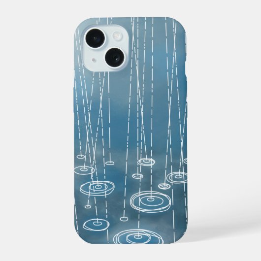 Regen Weer Blauw iPhone 15 Case (Achterkant)