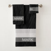 Regen zwart-wit patroon, monogram bad handdoek (Insitu)