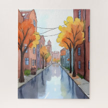 Regenacht in Boston | Watercolor MA Reis Kunst