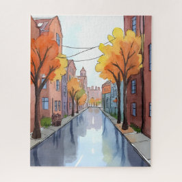 Regenacht in Boston | Watercolor MA Reis Kunst Legpuzzel