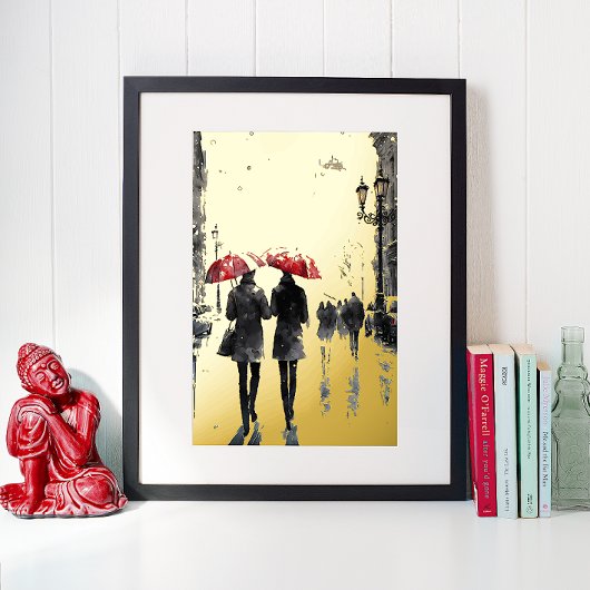 Regenacht in het centrum folie afdrukken