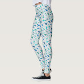 Regenachtig dagpatroon met blauwe regendruppels leggings (Links)