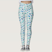 Regenachtig dagpatroon met blauwe regendruppels leggings (Voorkant)