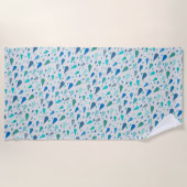 Regenachtig dagpatroon met blauwe regendruppels strandlaken (Voorkant)