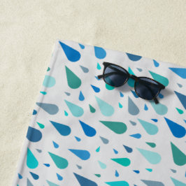 Regenachtig dagpatroon met blauwe regendruppels strandlaken