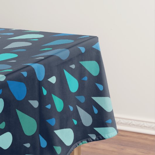 Regenachtig dagpatroon met blauwe regendruppels tafelkleed (Voorbeeld)