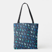 Regenachtig dagpatroon met blauwe regendruppels tote bag (Achterkant)