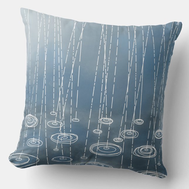 Regenachtig Weer Blauw Kussen (Rainy weather art throw pillow)