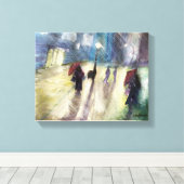 REGENACHTIGE AVOND, - waterverf, verpakte canvas p (Insitu (Houten vloer))