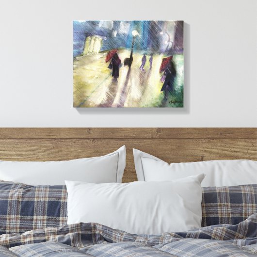 REGENACHTIGE AVOND, - waterverf, verpakte canvas p (Insitu (Slaapkamer))