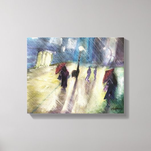 REGENACHTIGE AVOND, - waterverf, verpakte canvas p Afdruk (Voorkant)