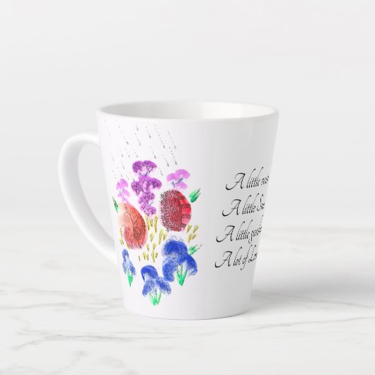 Regenachtige bloementuin in felle kleuren klein la latte mok (Linkerhoek)