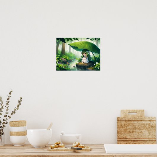 regenachtige bosnimf poster (Keuken)