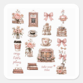 Regenachtige Coffee & Boeken Stickers