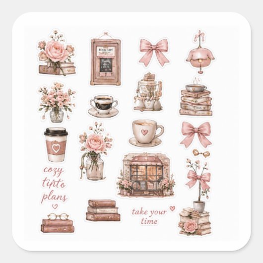 Regenachtige Coffee & Boeken Stickers (Voorkant)
