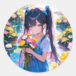 Regenachtige dag bloeit ronde sticker