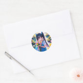 Regenachtige dag bloeit ronde sticker (Envelop)