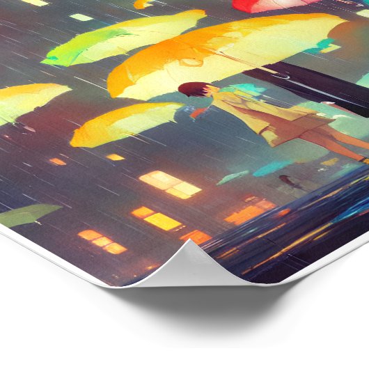 regenachtige dag en paraplu-Poster Poster (Hoek)