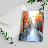 Regenachtige dag in Boston | Waterverf MA Reizen Briefkaart