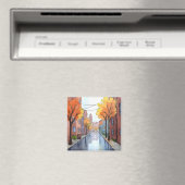 Regenachtige dag in Boston | Waterverf MA Reizen Magneet (Insitu (Vaatwasser))