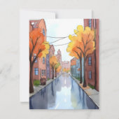 Regenachtige dag in Boston | Waterverf MA Travel K (Voorkant)