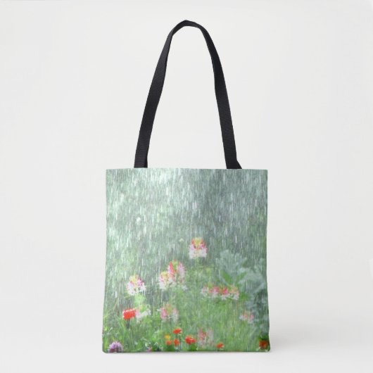 Regenachtige dag in de Flower Garden Canvas tas (Voorkant)