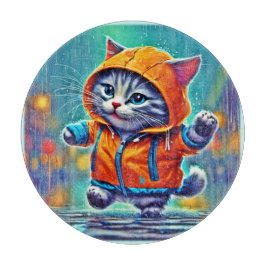 regenachtige dag kat dans snijplank