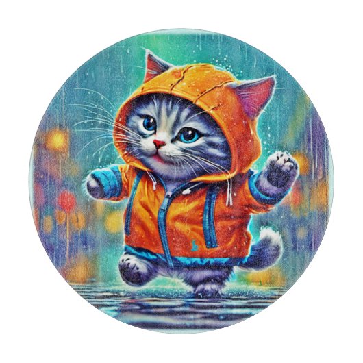 regenachtige dag kat dans snijplank (Voorkant)