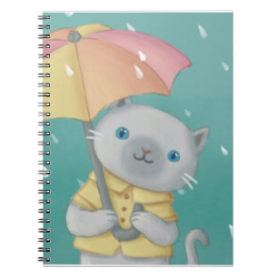 Regenachtige Dag: Kat & Paraplu Illustratie Notitieboek