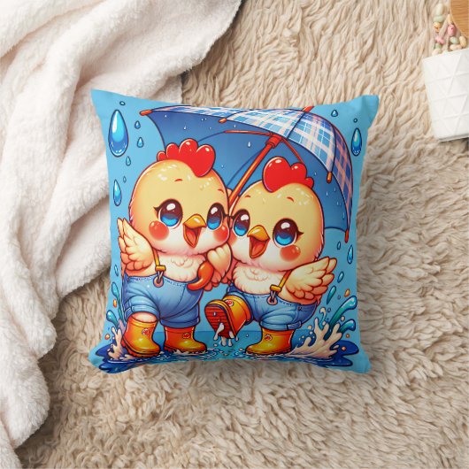 Regenachtige dag kippen kussen (Deken)