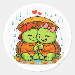 Regenachtige Dag Liefde Ronde Sticker